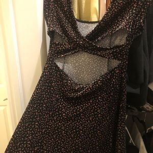 Black floral print dress